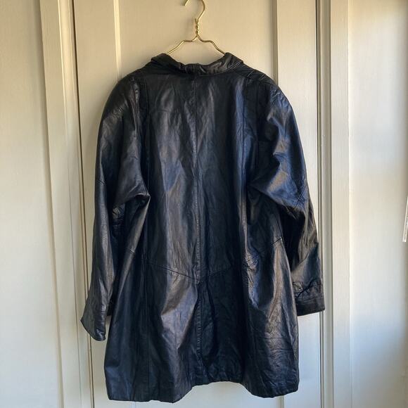 WILSONS Vintage Leather Black Jacket Gold Buttons Size M - Picture 10 of 16